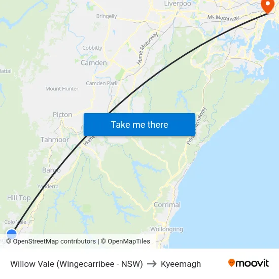 Willow Vale (Wingecarribee - NSW) to Kyeemagh map
