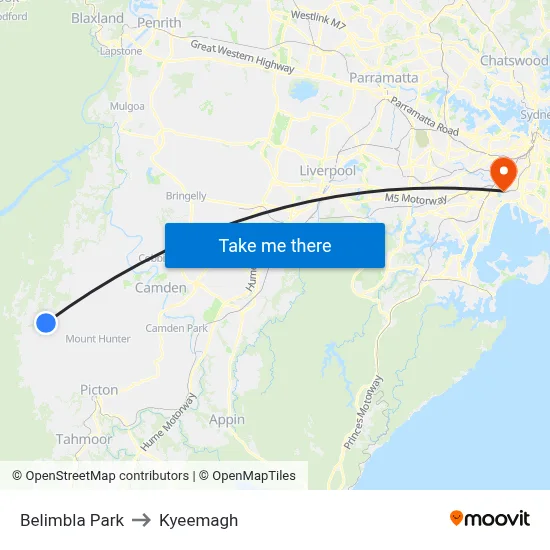 Belimbla Park to Kyeemagh map