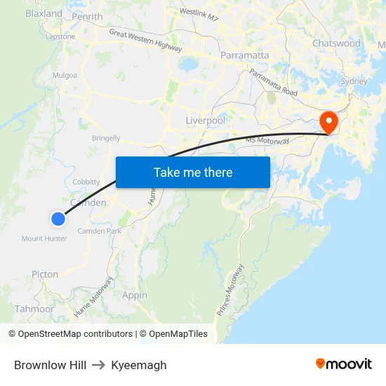 Brownlow Hill to Kyeemagh map