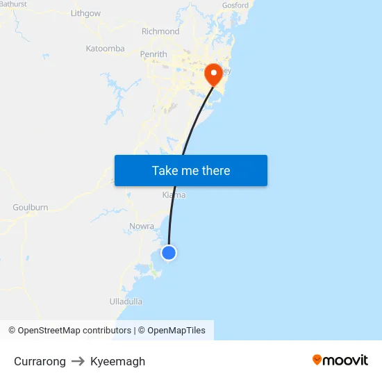 Currarong to Kyeemagh map