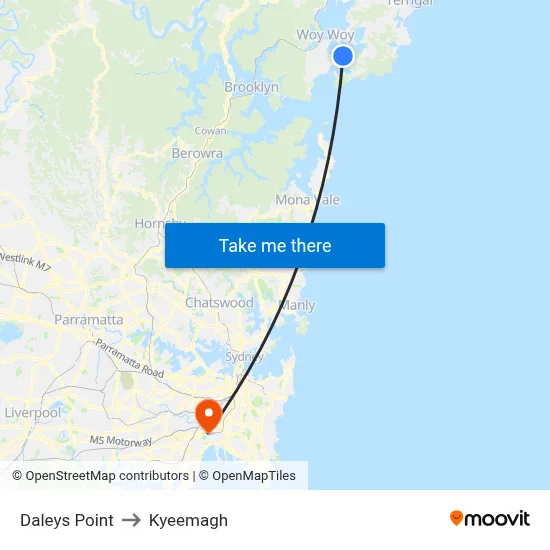 Daleys Point to Kyeemagh map