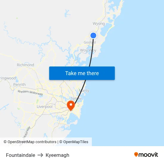 Fountaindale to Kyeemagh map