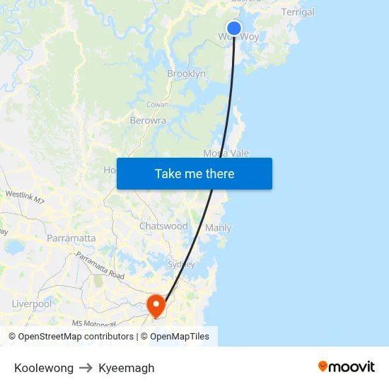 Koolewong to Kyeemagh map