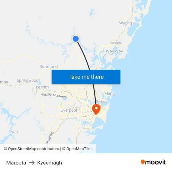 Maroota to Kyeemagh map