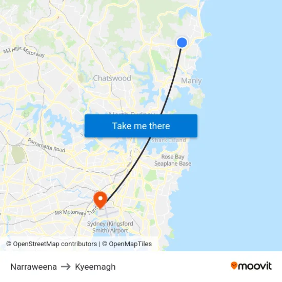 Narraweena to Kyeemagh map