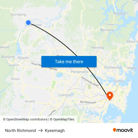 North Richmond to Kyeemagh map
