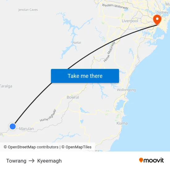 Towrang to Kyeemagh map