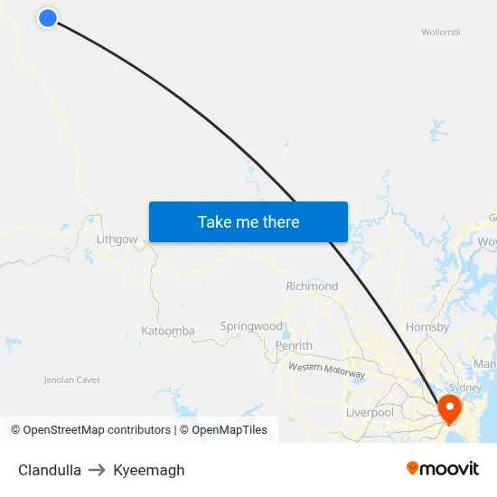 Clandulla to Kyeemagh map