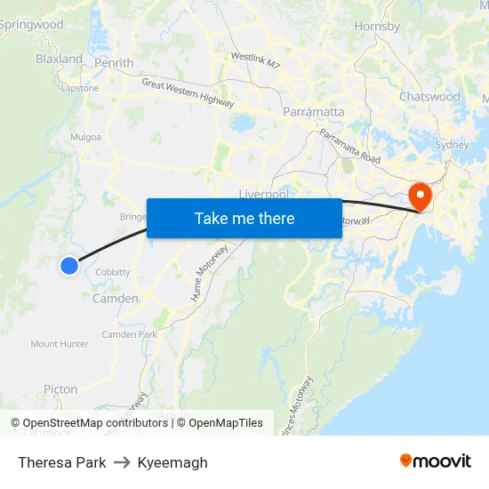 Theresa Park to Kyeemagh map