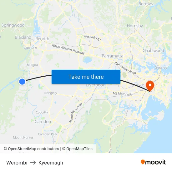 Werombi to Kyeemagh map