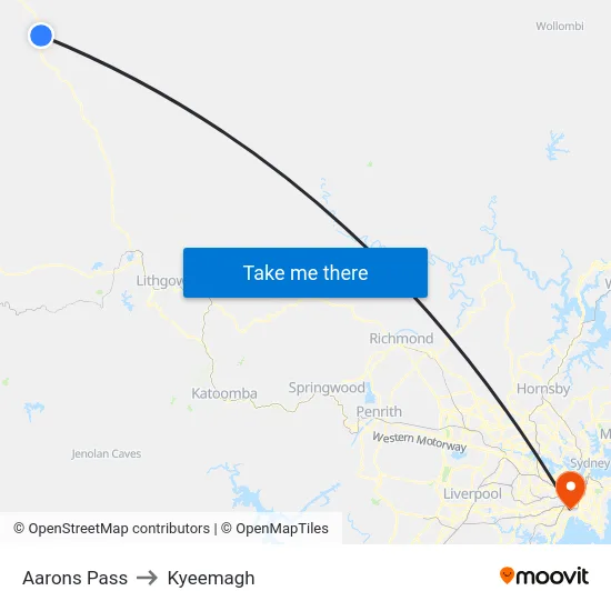 Aarons Pass to Kyeemagh map