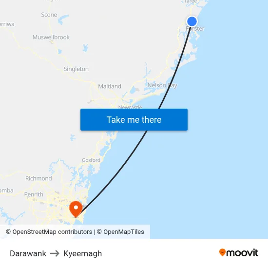 Darawank to Kyeemagh map