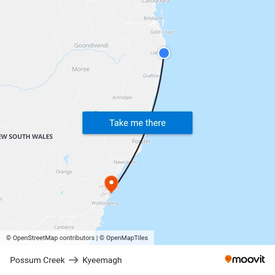 Possum Creek to Kyeemagh map