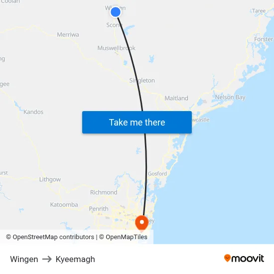 Wingen to Kyeemagh map