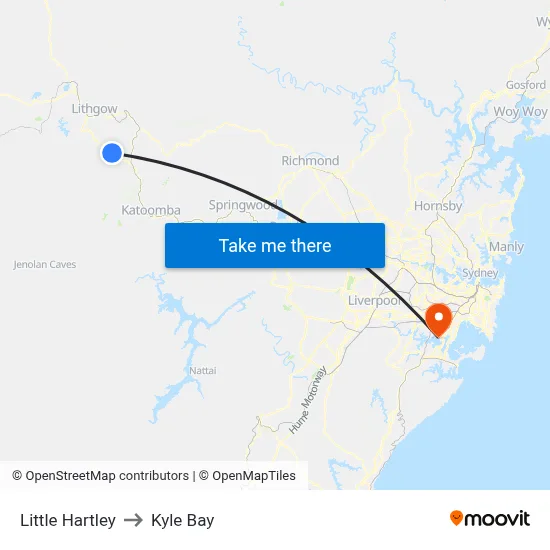 Little Hartley to Kyle Bay map
