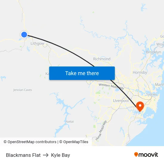 Blackmans Flat to Kyle Bay map
