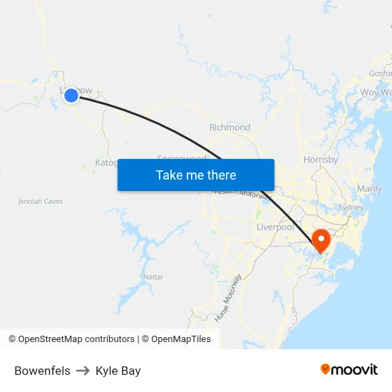 Bowenfels to Kyle Bay map