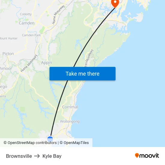 Brownsville to Kyle Bay map