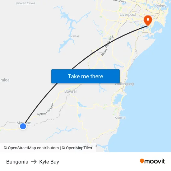 Bungonia to Kyle Bay map