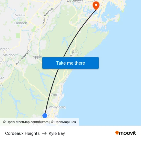 Cordeaux Heights to Kyle Bay map