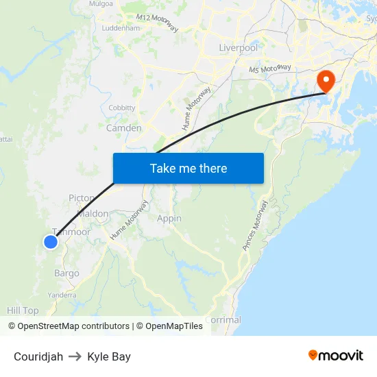 Couridjah to Kyle Bay map