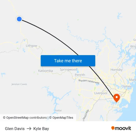 Glen Davis to Kyle Bay map