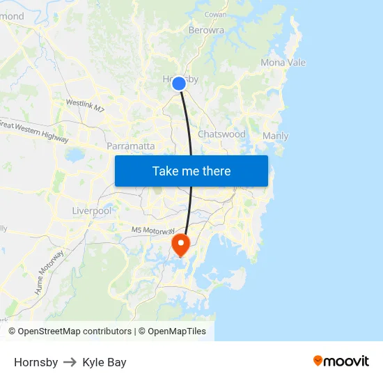 Hornsby to Kyle Bay map