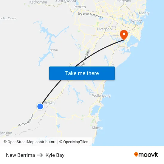 New Berrima to Kyle Bay map