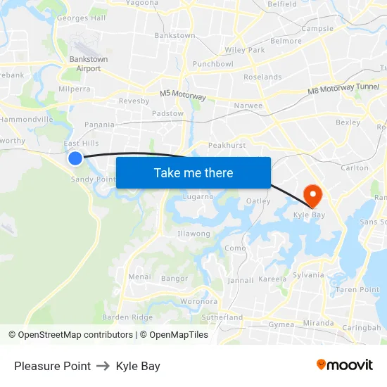 Pleasure Point to Kyle Bay map