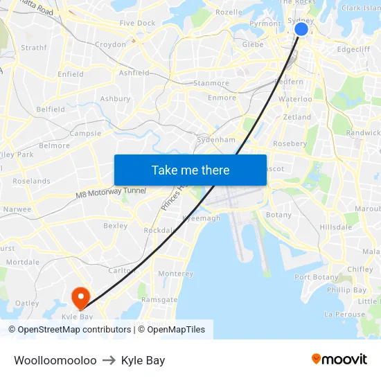 Woolloomooloo to Kyle Bay map