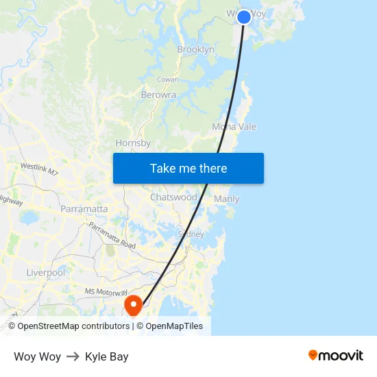 Woy Woy to Kyle Bay map
