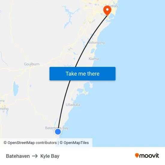 Batehaven to Kyle Bay map