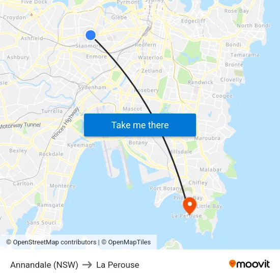 Annandale (NSW) to La Perouse map