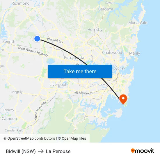 Bidwill (NSW) to La Perouse map