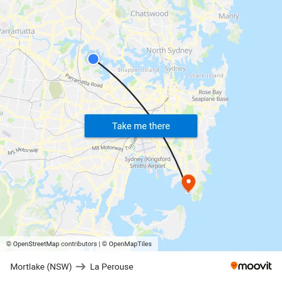 Mortlake (NSW) to La Perouse map