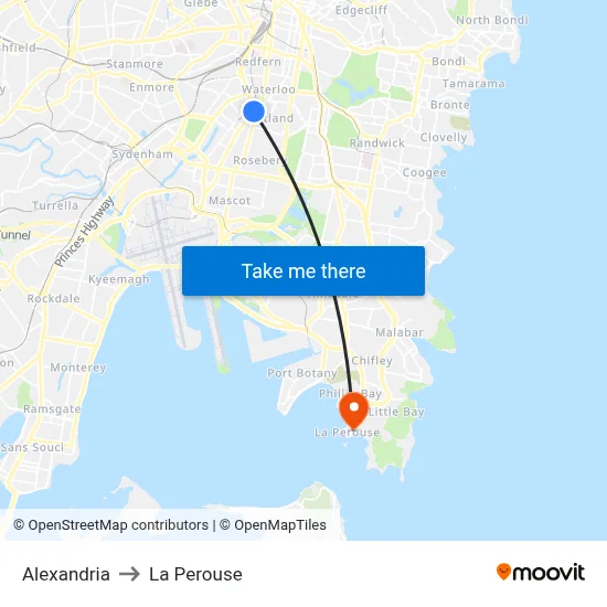 Alexandria to La Perouse map
