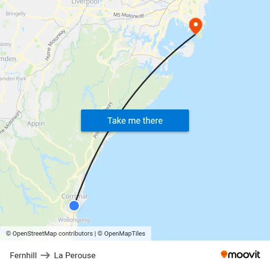 Fernhill to La Perouse map