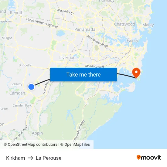 Kirkham to La Perouse map