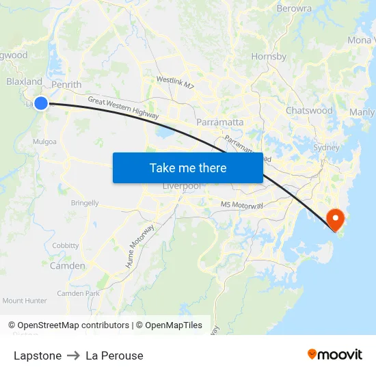 Lapstone to La Perouse map