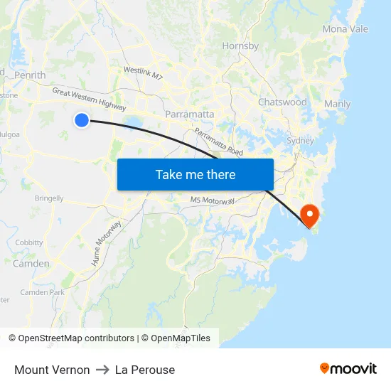 Mount Vernon to La Perouse map