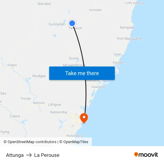 Attunga to La Perouse map