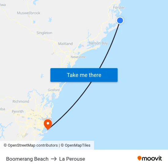Boomerang Beach to La Perouse map