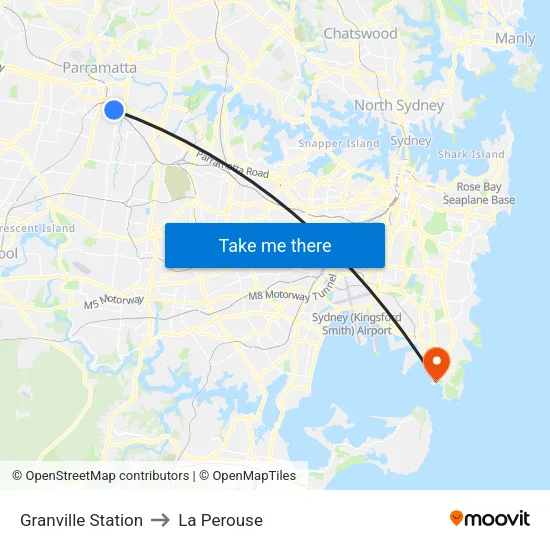 Granville Station to La Perouse map