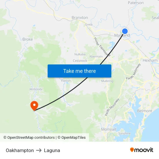 Oakhampton to Laguna map