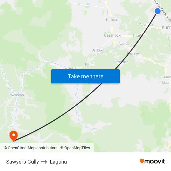 Sawyers Gully to Laguna map