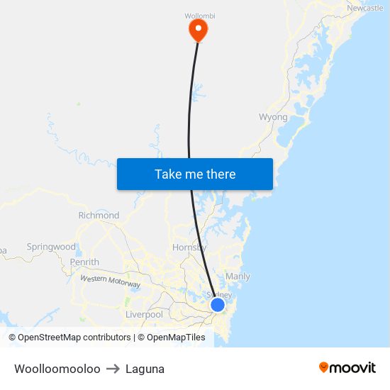 Woolloomooloo to Laguna map