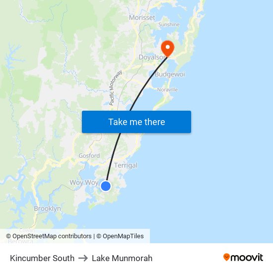 Kincumber South to Lake Munmorah map