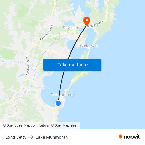 Long Jetty to Lake Munmorah map