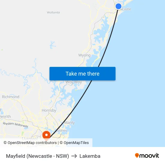 Mayfield (Newcastle - NSW) to Lakemba map