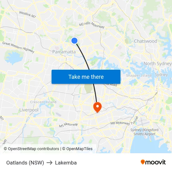 Oatlands (NSW) to Lakemba map